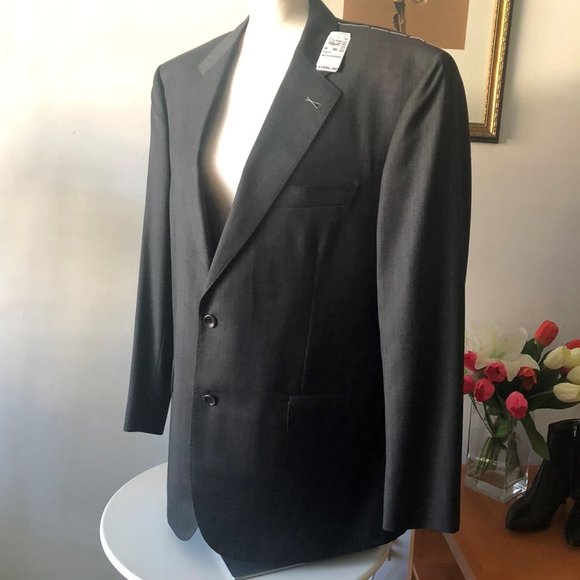 NEW，Jos. A. Bank Charcoal 44 Reg Complete 2pc Suit 39W Pants - Picture 4 of 16